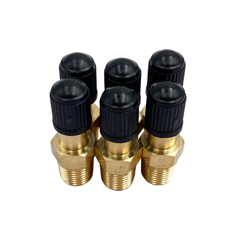 6Pcs Schrader Valve Adapters with 1/8" Male NPT,Brass 1/8" NPT