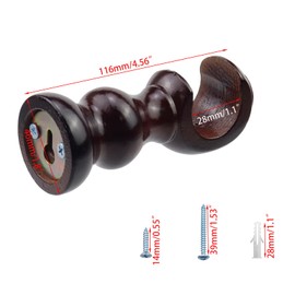 Woogim Wood Curtain Brackets Window Curtain Single Holders with Round Base for Window Hardware Rod Holders 28mm/1.1inch 2 PCS (Red Brown)