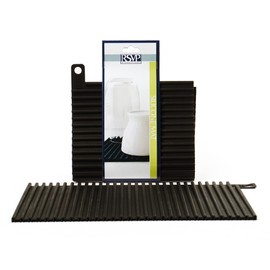 RSVP International Silicone Dual Use Sink Mat/Hot Pad, 12x7", Black