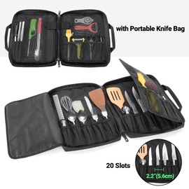 samdew Large Chef Backpack & Knife Bag, Knife Backpack and Chef Bag with Lock Hole, Knife Carrier Chef Utensil Case with Multiple Pockets & Slots for Kitchenware, Patent Design (Knife Not Included)
