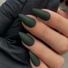 KQueenest Matte Dark Green Press on Nails Medium Stiletto Almond,Pure