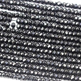 Natural Gemstone Beads Rondelle Saucer dic Semi Precious Beads for DIY Jewerly Making Beads (Black Spinel, 2x3mm)