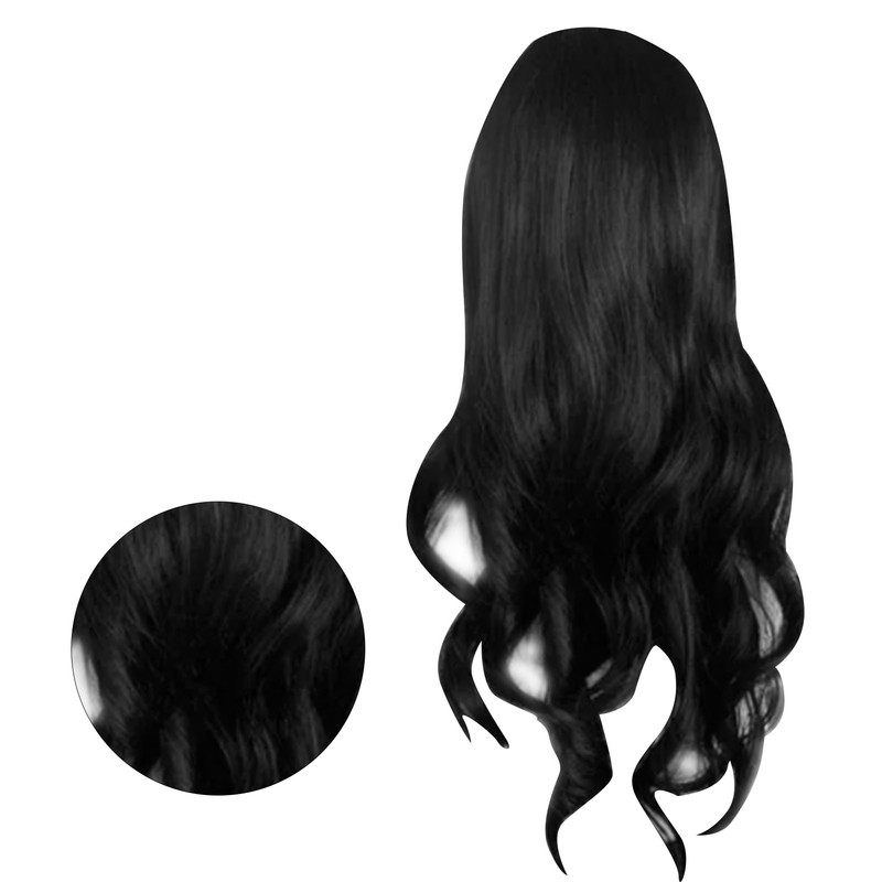 Long Curly Wavy Wig with Bangs Women Fashionable Synthetic Heat