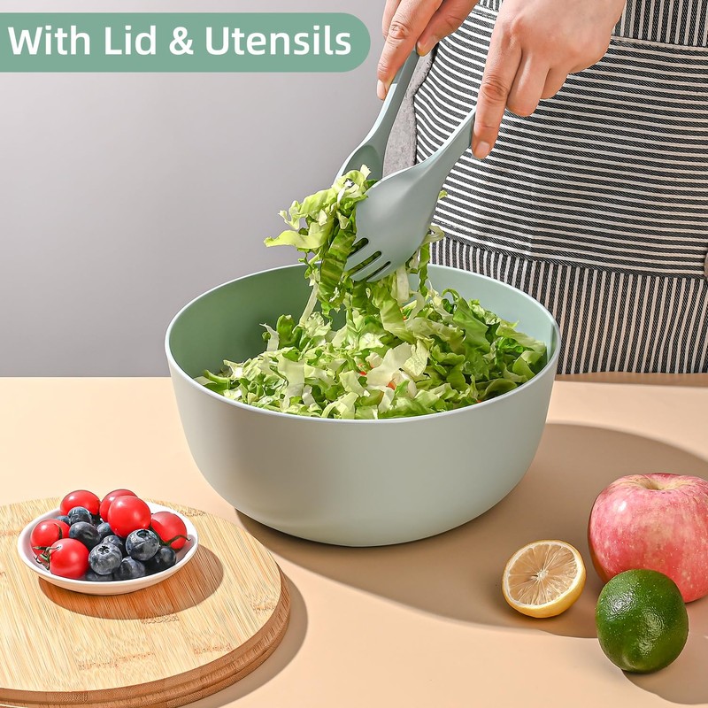LOVYANXUE Bamboo Fiber Salad Bowl with Servers Set Large 9.8inches