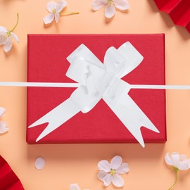 M METERXITY 100 Pack Gift Pull Bows - Basket Gift Wrap Bow Butterfly Knot Christmas Bows Gifts Bow Bulk Apply to Birthday Party (3.3inch White)