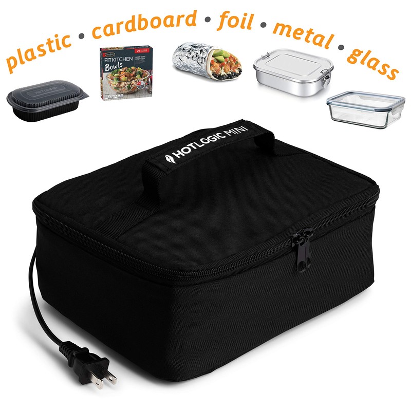 HotLogic 16801155-BLK Food Warming Tote Lunch Bag 120V with Glass