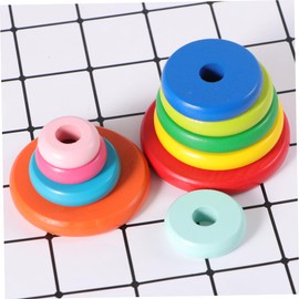 KONTONTY Wooden Tower Puzzle for Kids 10-Layer Hanoi Tower Colorful Rings Educational Logic Game for Children for Cognitive Development and Problem-Solving Skills