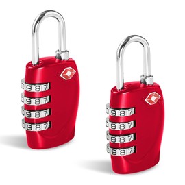 CFMOUR TSA Suitcase Locks - 1, 2, 3, 4, 5, 6 Pack 4-Dial Security Travel Combination Padlock for Suitcases Luggage Case Bag Code Lock - Red (Pack of 2)