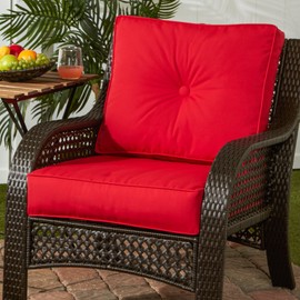 Greendale Home Fashions Outdoor Sunbrella Fabric Deep Seat Cushion, 2 Piece Set, Ruby
