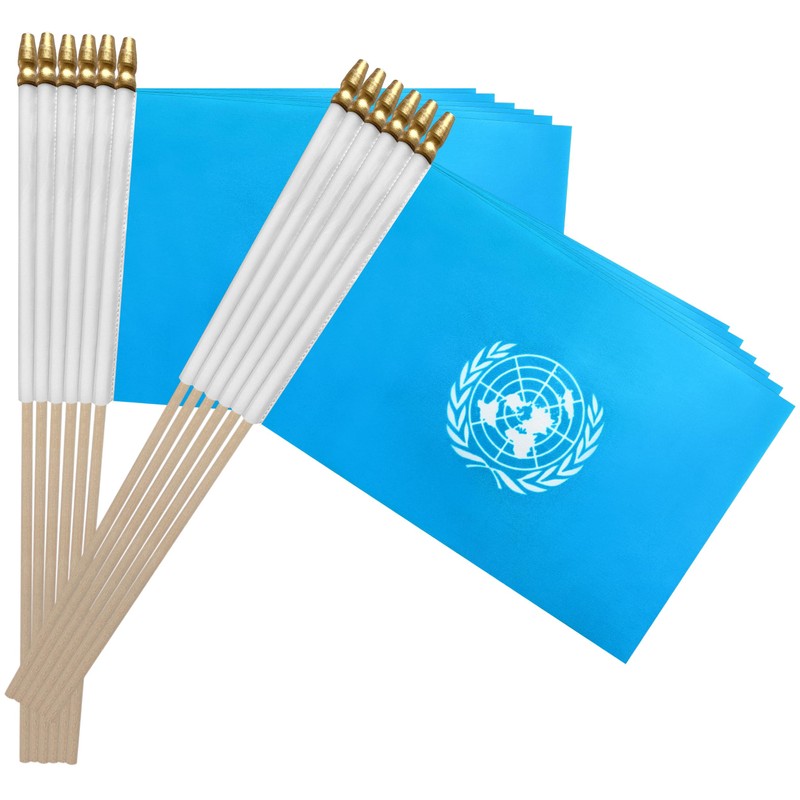 TSMD United Nations Stick Flag UN Small Mini Hand Held
