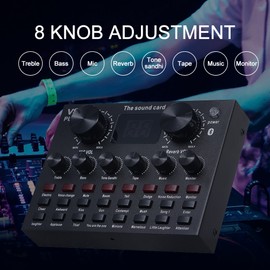 Sound Mixer Board Digital Display BT2.1 External Live Sound Card 2.1 Channel for Live Streaming Black 5V