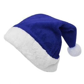 LKQBBSZ Santa Hats with White Cuffs Adult Christmas Hats Short Plush Christmas Costume Hats for Holidays Xmas Party Supplies (Dark blue)