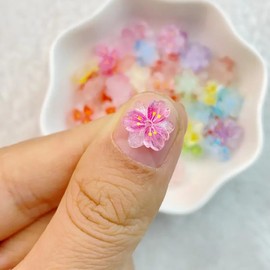 DANNEASY 100pcs Flower Nail Art Charms 3D Cute Flowers Nail Rhinestones Colorful Floral Nail Gems Diamond Spring Summer Tiny Flowers Nail Jewelry for DIY Nail Art Design Supplies