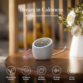 Hotmoon Hotmoon White Noise Machine, Sound Machine for Baby Adults with 40 High-Fidelity Sounds, 8 Colour Night Light, USB Power Supply, Sound Therapy with Timer for Sleeping Nursery Office Travel Gift