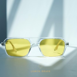 LEMON GRASS Womens Polarized Aviator Sunglasses - Transparent/Yellow