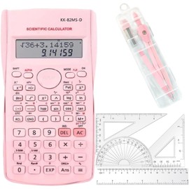 Scientific Calculators Protractor and Compass - Protractor and Compass for Geometry with Rulers and Two Set Squares and Scientific Calculators,240 Functions 2 Line 10+2 Digits,Desk Math for School