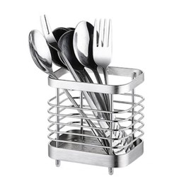 ANHORTS Utensil Holder, Stainless Steel Sink Utensil Holder Countertop, Kitchen Utensil Drying Caddy, Cutlery Drainer for Utensil, Rust-Proof Cutlery Utensil Organizer (Silver)