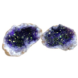 Steinfixx - Geode Pairs Dyed 6-7 cm I 7 Different Colours I Already Cracked I Lucky Geodes I Surprise Geodes (Titanium Purple)
