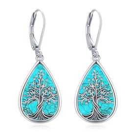 Eusense Tree of Life Earrings 925 Sterling Silver Earrings Jewellery Gifts for Women Ladies Girls, Sterling Silver, No Gemstone