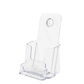 Marketing Holders 12 Pack Trifold Holder 4" Brochure Pamphlet Display Stand for Tabletop or Wall with Business Card Pocket Clear Acrylic