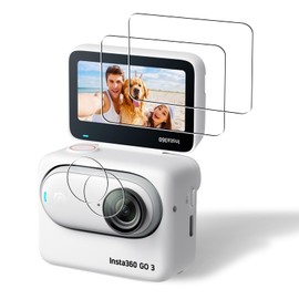 Insta360 Go3 Screen Film (2 Sheets) + Camera Film (2 Sheets), Glass Film, Insta 360 GO3 Glass Film, LCD Protective Film, Tempered Film, High Sensitivity, 9H Hardness, Anti-Fingerprint, Bubble