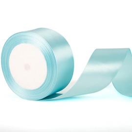 40mm Wide Sky Blue Satin Ribbon for Wedding Cars, Gifts & Crafts