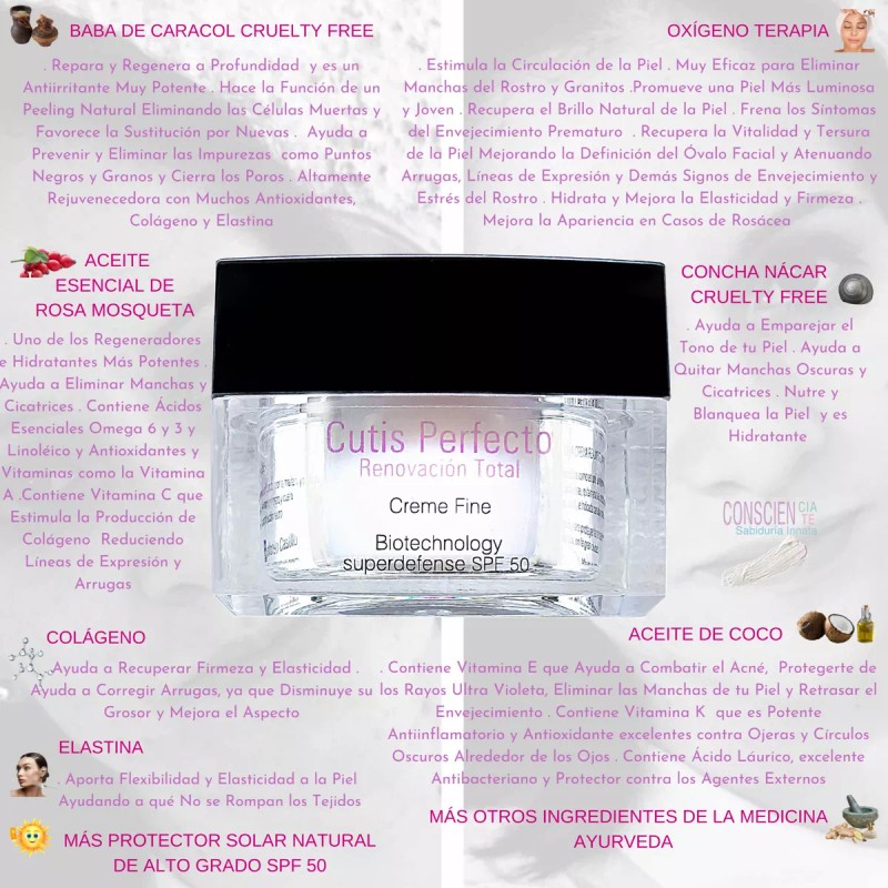 CONSCIENCIA CONSCIENTE Crema Facial Manchas Paño Cicatrices Arrugas Orgánica