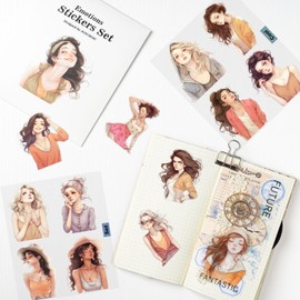 JOYCHOIC Scrapbook Stickers Set, 84Pcs PET Emotion Stickers for Journaling and Scrapbooking, Junk Journal Supplies, Aesthetic Transparent Materials, Ephemera People Women Ladies Planner DIY Arts Craft