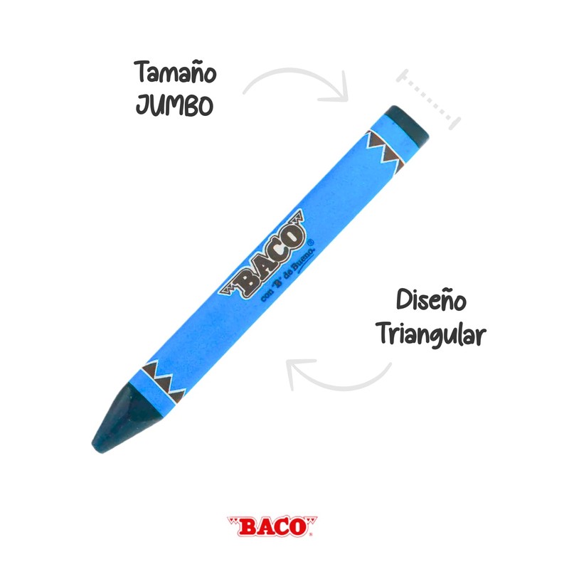 Baco | Crayones Jumbo Triangular - Caja con 24 Piezas,