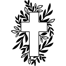 Floral Decorative Cross Christianity Jesus Easter Vinyl Decal Sticker for Car/Window/Wall (Gold)