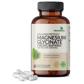 Futurebiotics Magnesium Glycinate 200 MG per Serving Chelated for High Absorption, Gentle On Stomach, Non-GMO, 60 Vegetarian Capsules
