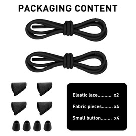 UamGlsob Elastic Shoelaces for Hey Dude, No Tie Bungee Stretchy Shoe Laces, Stretch Replacement Strings kit (Black, 12"/30cm)