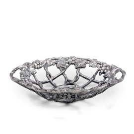 Arthur Court Grape Pattern Fruit/Centerpiece Metal Basket - Cast Aluminum 14 inch Long x 12 inch Wide
