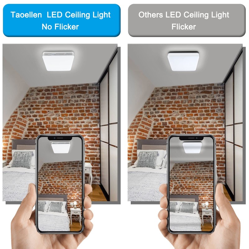 Taoellen Bathroom Ceiling Light,Double Silver Edge Square Ceiling Light,3240lm 36W