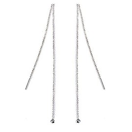 Iszie 925 Sterings Silver Tessel 4 mm Ball Dangle 12cm Long Chain Earrings for Women Teen Girls Long Dangle Earrings