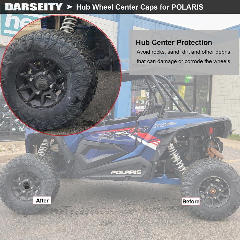 4 Pack Polaris RZR Hub Wheel Center Caps, Replace #1522872-655,