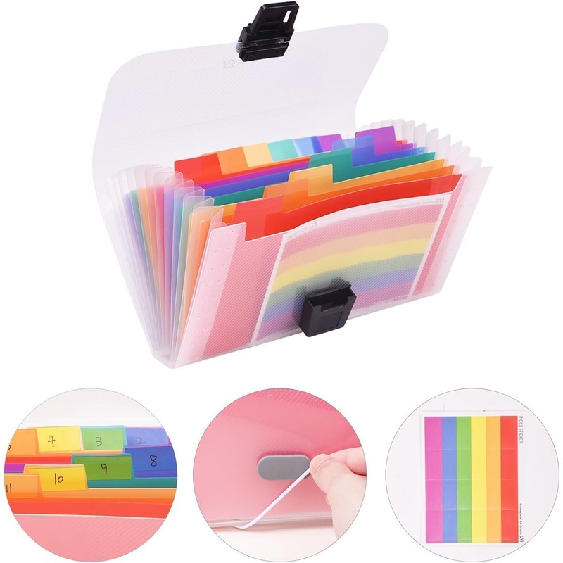2 Pack Flash Card Holder Rainbow 13 Pockets A6 Accordon