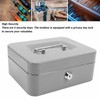 Small Locking Cash Box Portable Double Layers Safe Metal Money