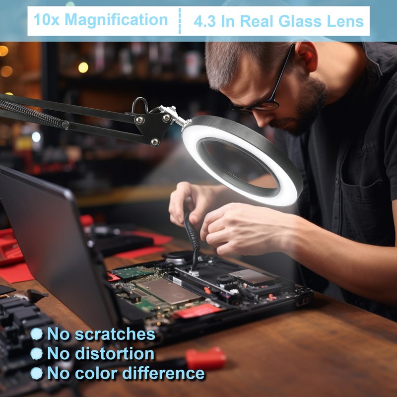 Zhiwei 10x Magnifying Glass with Light and Stand, 3 Color