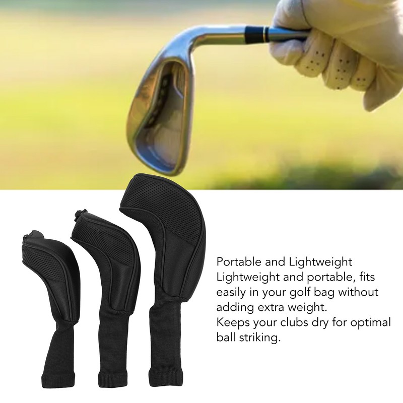 3Pcs Golf Club Head Covers 1 3/5 UT Breathable Mesh