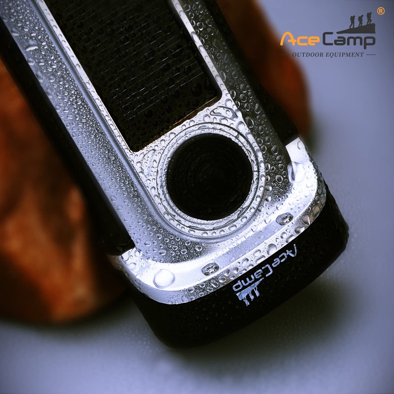 AceCamp Flashlight Hand Crank Solar Powered, IPX6 Emergency Flashlight, Outdoor