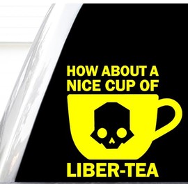 How About A Nice Cup of Liberty Decal, Liber-Tea Decal, Stratagem Codes Sticker, Helldivers Shirts, Helldivers Decals, Spill Oil, How About A Nice Cup of Liberty (Yellow, H 5 by L 5 Inches)