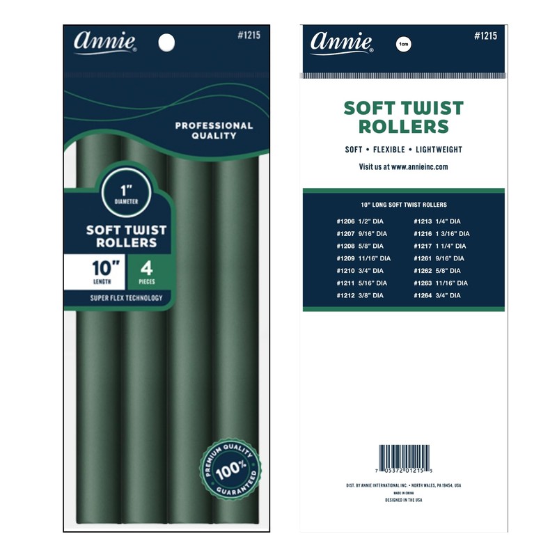 Annie Soft Twist Roller Set 1" Diameter: 4Pcs Flexible 10"