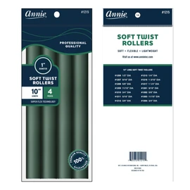 Annie Soft Twist Roller Set 1" Diameter: 4Pcs Flexible 10" Heatless Rollers (Green)