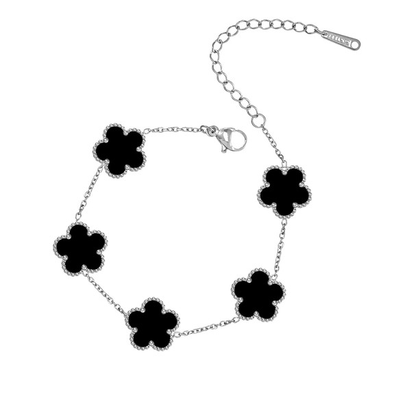 JIEMUCHU Gold Plated Stainless Steel Flower Bracelet Jewelry for Women