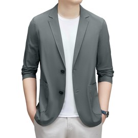 TASOGARA Men's Wrinkle Resistant Ultra Thin Ice Silk Suit Jacket, Cool to Touch, Swiss Silk Suit Jacket, Ultra Thin, Sweat Absorbent, Quick Drying, Breathable, Blazer, Ice Silk, Casual, Business,