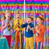Wqafe 2PCs Rainbow Glitter Tinsel Curtains 3.2x6.5ft Foil Iridescent Curtain