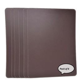 Nikalaz Set of 6 Placemats Made of Recycled Leather (18"x13", Brown)