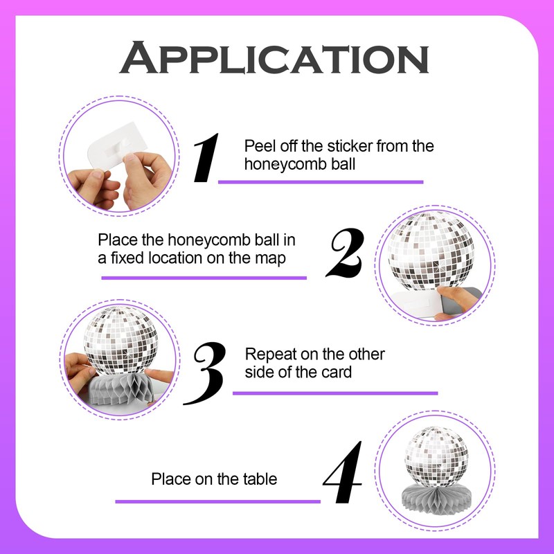 WUIOWPPIC 6 Pcs Silver Disco Theme Party Honeycomb Centerpieces