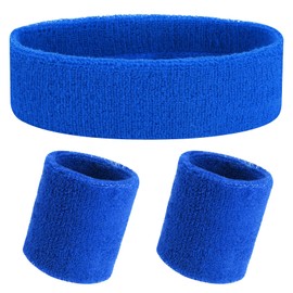 Set of 3 Sweatbands White Sports Headband Bracelet Men and Women Sweat Absorbing Accessories
